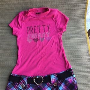 Violet pink blue plaid dress